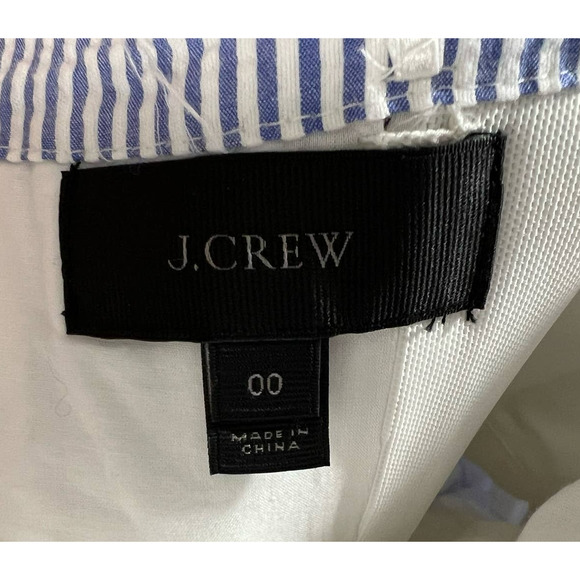 J CREW Seersucker Strapless A Line Midi Dress in Blue White Size 00 - Picture 6 of 8